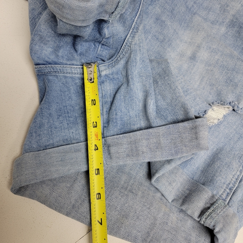 Torrid Shortall Vintage Stretch Light Wash Sz 22 Distressed Cuffed Denim Jumper - Picture 11 of 14